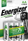 Energizer – Recargables, Pack de 4 pilas AA 1300 mAh / Descuento -50%